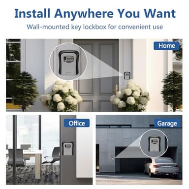 Key Lock Box Wall Mounted, 4 Digit Combination Lockbox for Outside House Keys,Key Safe Security Storage Lock Box 5 Keys Large Capacity with Resettable Code for Indoor Outdoor (Dark Grey) - Image 7