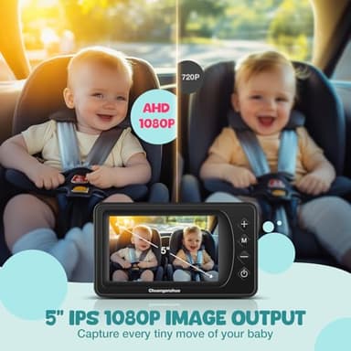 Chuanganzhuo Car Baby Camera with Advanced Night Vision, 3X Zoom, USB Powered, 5'' AHD 1080P IPS Crystal-Clear Car Baby Monitor, Backseat Camera for Kids Infants Rear Facing, S100U, 5inch Black - Image 3