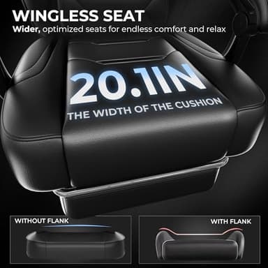 GTPLAYER Gaming Chair with Footrest, Big and Tall Computer Game Chair 350lb Racing Style, Ergonomic High Back Lumbar Support and Recliner, Black - Image 4