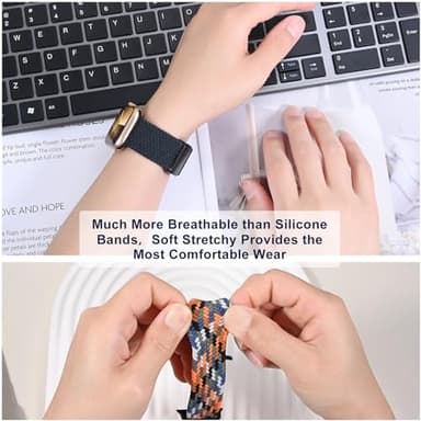 OMECKY Magnetic Braided Loop Band Compatible with Apple Watch Series 11 10 42mm 9 8 7 6 5 4 40mm 41mm for Women Men, Stretchy Nylon Elastic Sport Strap for iWatch SE 1/2/3, Charcoal - Image 5