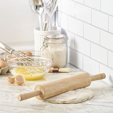 FARBERWARE Classic Wood Rolling Pin, 18-Inch Hardwood Dough Roller for Baking Pizza, Pies, Pastry and Cookies, Ergonomic Handles, Kitchen Essential - Image 2