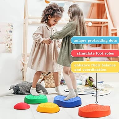 makarci Stepping Stones for Kids, 5pcs Non-Slip Plastic Balance Stones, Promoting Children's Coordination Skills Sensory Play Equipment, Toddler Toys for Age 3 4 5 6 7 8 Years - Image 5