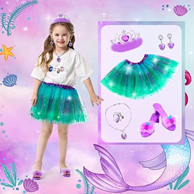 Princess Dress Up Shoes Set, Girls Dress Up Toys Toddler Jewelry Boutique Kit, 3 Themes of Unicorn Mermaid Ice Princess Costumes Set, Pretend Play Gifts for Little Girls Aged 3-6 Years Old - Image 3