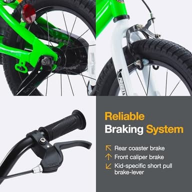 RoyalBaby Freestyle Kids Bike Boys Girls 16 Inch BMX Childrens Bicycle with Training Wheels & Kickstand for Ages 4-7 years, Green - Image 6