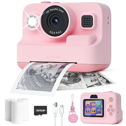 Dylanto Kids Camera Instant Print,1080P Kids Instant Cameras That Print Photos,Christmas Birthday Gifts for Girls Age 3-12,Portable Toy for 3 4 5 6 7 8 9 10 Year Old Girls Boys Pink - Image 1