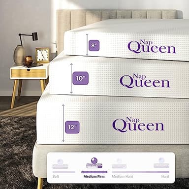NapQueen 8 Inch Queen Size Mattress, Bamboo Charcoal Memory Foam Mattress, Bed in a Box, White - Image 7