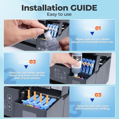 522 Ink Refill Bottles ET-2800 ET-2400 ET-4800 Replacement for 522 Ink Refill Bottles Fit for 522 Ink for 2800 4800 2400 ET-2803 ET-2720 ET-2840 ET4700 ET4810 ET2800 ET4800 2803 4800 Printer - Image 6