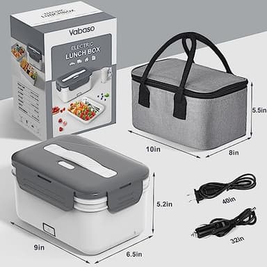 Vabaso Electric Heated Lunch Box Food Heater, 1.8L/61oz Food Warmer for Adults Work/Home Car/Truck, 100W Heating Lunchbox, 12V/24V/110V - Image 8