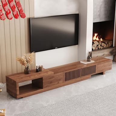 NessCarsti Mid Century Modern TV Stand for 75+ Inch TVs, Extendable Media Console (78"-103") with Ample Storage - Sleek Walnut Entertainment Center for Living Room - Image 3
