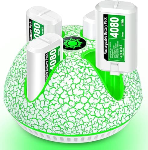 DINOSTRIKE Rechargeable Battery Pack for Xbox Controller,Xbox Controller Charger Station with 4X4080mWh Batteries for Xbox Series X|S,Xbox One S/X/Elite Remote-White Crack - Image 1