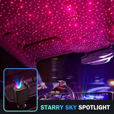 4 in 1 Retractable Car Chargers with Starlight, 66W USB C Fast Car Charger Adapter with 2 USB Ports for All iPhone 15/14/13/12/11 and for All Android (Black - RedLight) - Image 2