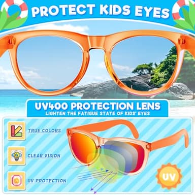 Loscola Kids Sunglasses Bulk, 16 Pack Kids Sunglasses Party Favors, Translucent Kids Sunglasses with Uv400 Protection for Boys Girls, Summer Beach Pool Party Favors for Kids 3-8 Goodie Bags Stuffers - Image 4