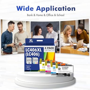 LC406 LC406XL Ink Cartridges for Brother Printer 406XL LC 406 XL for MFC-J4335DW MFC-J5855DW MFC-J6555DW MFC-J4535DW MFC-J6955DW MFC-J4345DW MFC-J5955DW - 4 Pack High Yields Black Cyan Magenta Yellow - Image 8