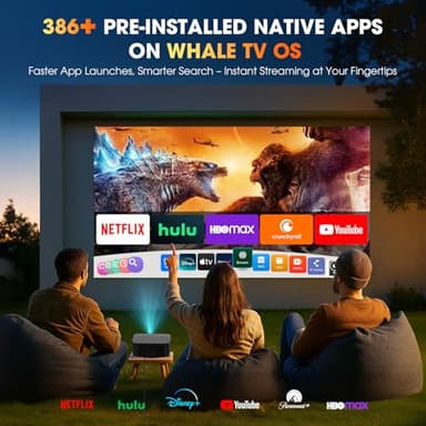 [2025 Netflix-Licensed | 386+ Built-in Apps] DBPOWER E2 Smart Projector with WiFi and Bluetooth, Mini Projector 4K Support with Netflix, Youtube, Disney+, Hulu, Max, Crunchyroll w Portable Case - Image 2