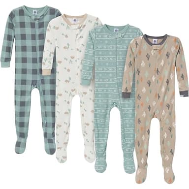 Gerber Baby-Boys 4-Pack Footed Pajamas, Desert Animals, 3T - Image 1