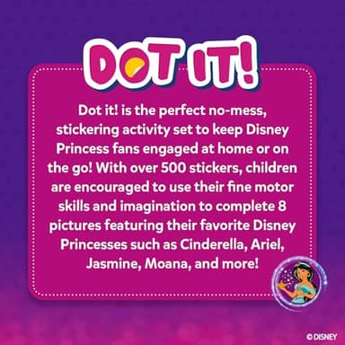 Skillmatics Dot It Sticker Art - Disney Princess, Mess-Free Fun for Kids, 500+ Stickers, Craft Kits, DIY Scrapbooking Activity, Travel Toys, Gifts for Girls & Boys Ages 3, 4, 5, 6, 7 - Image 6