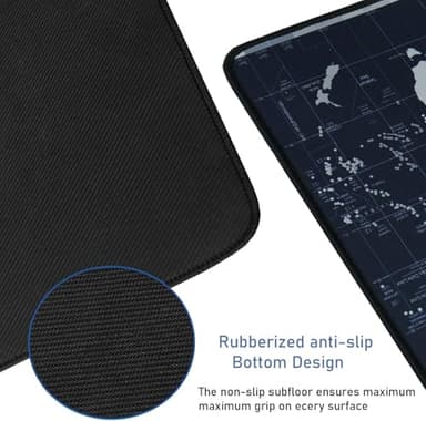 Large Extended Gaming Mouse Pad with Stitched Edges,(35.4X15.7In) Durable Non-Slip Natural Rubber Base, Waterproof Computer Keyboard Pad Mat for Esports Pros/Gamer/Desktop/Office/Home, Map - Image 3