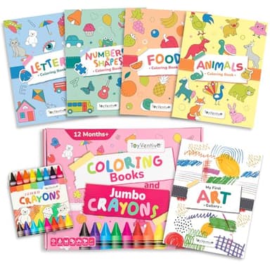 TOYVENTIVE Toddler Coloring Books & Crayons, Toys & Birthday Gifts for 1+,2,3,4 Years Old Girls, Toddlers & Preschoolers Ages One,Two,Three,Four year olds - Image 9