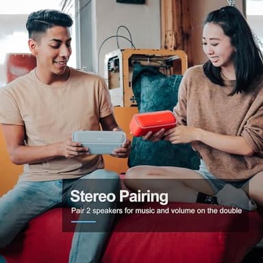 DOSS SoundBox Pro Bluetooth Speaker with 20W Stereo Sound, Active Extra Bass, IPX6 Waterproof, TWS Pairing, Multi-Colors Lights, 20H Playtime, Portable for Beach, Outdoor-Grey - Image 8