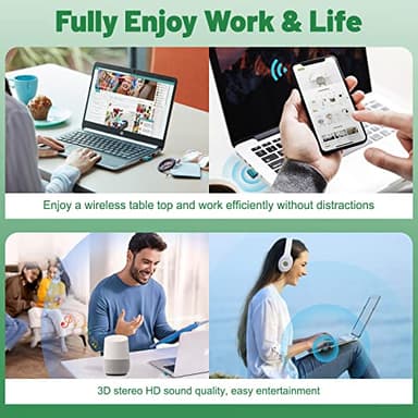 USB Bluetooth Adapter for PC - QGOO Bluetooth Dongle 5.3 EDR, Wireless Receiver for Desktop Computer Laptop 5.3-V35.646.05 Green05 - Image 4