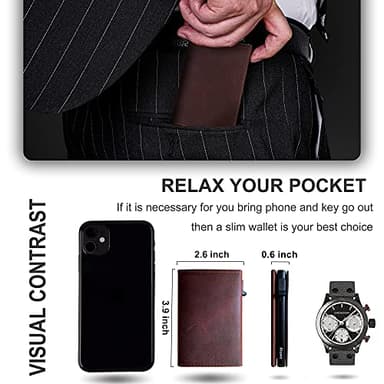 Aiuwo Airtag Wallet for Men,Mens Wallet Card Holder,Smart,Slim,Minimalist Wallet,Credit Cards Holder RFID Blocking Wallet (Airtag Wallet, Crazy Horse Brown) - Image 4