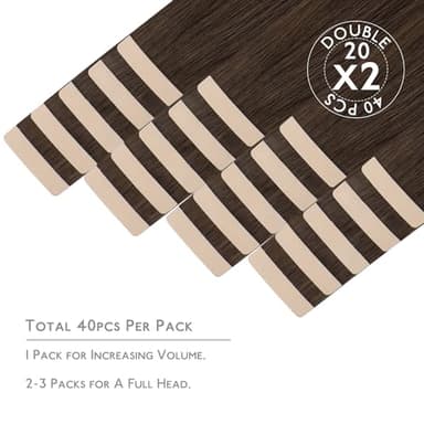WENNALIFE Tape in Hair Extensions Human Hair, 40pcs 100g 22 inch Chocolate Brown Hair Extensions Real Human Hair Straight Tape in Extensions Invisible Human Hair Extensions Reusable Hair Extensions - Image 2