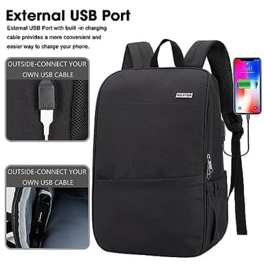 MAXTOP Deep Storage Laptop Backpack with USB Charging Port[Water Resistant] College Computer Bookbag Fits 15 Inch Laptop Black - Image 3