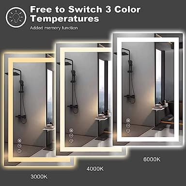 Amorho LED Bathroom Mirror 40''x 36'' with Front Light and Backlit, Stepless Dimmable Wall Mirrors with Anti-Fog, Shatter-Proof, Memory, 3 Colors, Double LED Vanity Mirror (Horizontal/Vertical) - Image 2