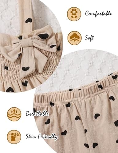 12-18 Months Girl Clothes Baby Girl Clothes 2 Years Old Toddler Girl Summer Outfits Ruffle Sleeveless Shirts Linen Tank Tops Shorts Set Clothing Apricot - Image 5