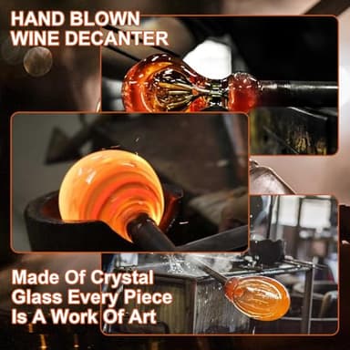 USBOQO HBS 1.2 Liters Lead-Free Premium Crystal Glass Red Wine Decanter, Clear - Image 9