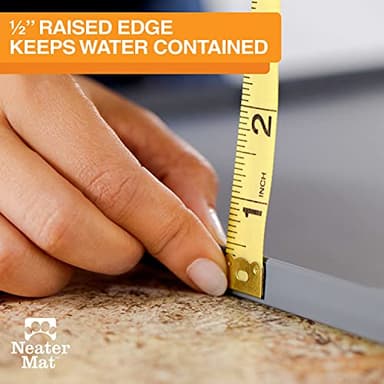 Neater Pet Brands Neater Mat Pet Mats for Food and Water, Cat & Dog Bowl Mat Waterproof Silicone, Feeding Tray, Dog Food Mats for Floors, Placemat w/Raised Edge for Under Bowls, 19" x 12", Grey - Image 3