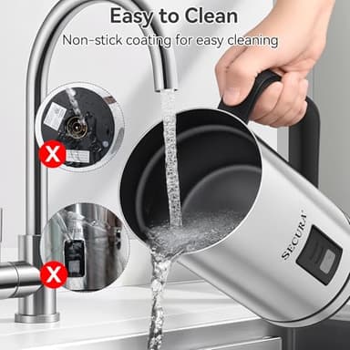 Secura Milk Frother, Electric Milk Steamer Stainless Steel, 8.4oz/250ml Automatic Hot and Cold Foam Maker and Milk Warmer for Latte, Cappuccinos, Macchiato, 120V - Image 7