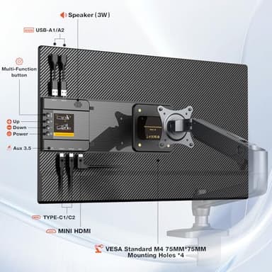 23.8" Portable Monitor, 1080p FHD 100HZ IPS Gaming Monitor, 90° Rotatable & Height-Adjustable Display, Built-in Speakers, VESA Mounting, External second monitor for Laptop, Mini PC, Switch, PS5 - Image 7