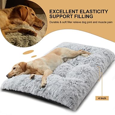 BFPETHOME Dog Beds for Large Dogs, Plush Dog Crate Bed Fluffy Cozy Kennel Pad for Sleeping &Ease Anxiety, Washable Pet Mats with Anti-Slip Bottom for Large Medium Dogs, Pet Bed Grey - Image 5