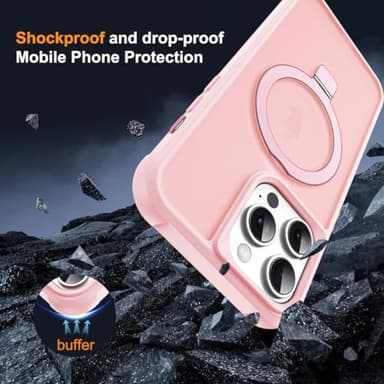 SKYLMW Compatible with iPhone 14 Pro Case with Invisible Magnetic O-Ring Stand Military-Grade Translucent Case for iPhone 14 Pro 6.1" [Compatible with MagSafe][Great Grip Feeling], Pink - Image 7