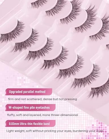Frihappy Natural False Eyelashes Flared Wispy False Lashes Natural Look HA-17 - Image 4