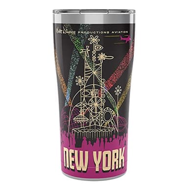 Tervis Disney Mickey Mouse One : Walt’s Plane - Travel Poster New York Triple Walled Insulated Tumbler Keeps Drinks Cold & Hot, 20oz - Stainless Steel - Image 1