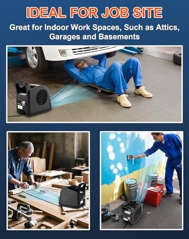 LZLXXLZL Air Mover Blower Fan - High Velocity Utility Fan for Drying, Cooling, Ventilating and Exhausting, Pivoting Floor Fans with 3 Speeds for Home Use and Job Site, 2 Outlets, 355CFM, Black - Image 3