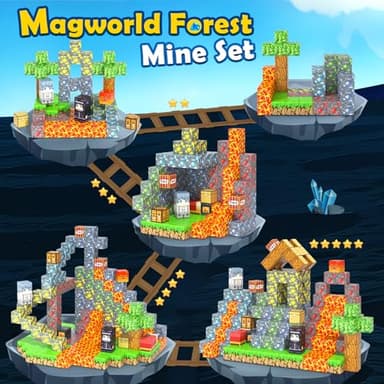 Magnetic Blocks - Build Mine Magnet World Forest Mine Set Magnet Building Blocks Kids Toys for 3+ Year Old Boys & Girls 1'' Magnetic Cubes STEM Sensory Building Toys Kids Game Xmas Gifts - Image 5