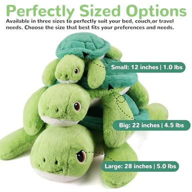 gnomantic Turtle Weighted Stuffed Animals - 22 Inch 4.5 Pounds Weighted Plushies Sea Turtle Stuffed Animal - Big Tortoise Plush Pillow - Cute Plush Toys Gifts for Kids & Adults (22" 4.5 lbs) - Image 2