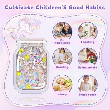 Personalized Magnetic Reward Jar, Unicorn Jar with Colorful Letter Stickers, Ideal for Classroom Reward Jar System, Home Chore and Responsibility Chart, Positive Behavior and Routine Training (32PCS) - Image 6