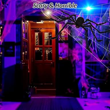 3pcs 212'' Halloween Spider Web 49" Halloween Decorations Stretch Cobweb Fake Spider for Indoor/Outdoor Yard Decorations Home party favors Costumes House Décor - Image 5