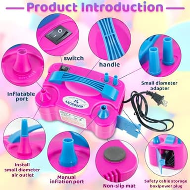 Anordsem Balloon Air Pump Electric: Balloon Inflator Portable for All Balloons at Home - Rose Red Blower Machine Dual Nozzle for Party Balloon Arch Kit Stand Birthday DIY Decoration - Image 2