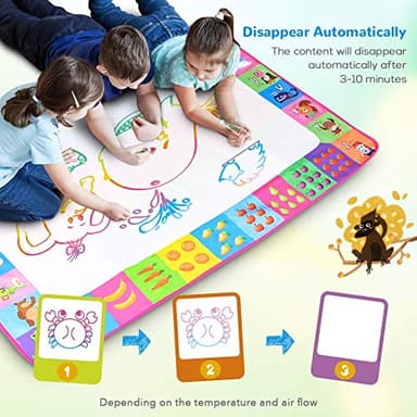 Water Doodle Mat - Kids Painting Writing Doodle Toy Board - Color Doodle Drawing Mat Bring Magic Pens Educational Toys for Age 3 4 5 6 7 8 9 10 11 12 Year Old Girls Boys Age Toddler Gift (Pink) - Image 4