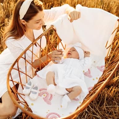 Bassinet Sheets, Bassinet Sheets for Baby Boy and Girl, Bassinet Sheet Neutral, Fit for Rectangle, Round, Oval, Hourglass Mattress, Flexible for Different Bassinet Pad/Mattress 4 Pack - Image 6