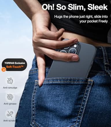 TORRAS Magnetic Slim-Fit for iPhone 16 Pro Max Case 6.9 inch, Ultra-Thin 16 ProMax Phone Case Compatible with MagSafe, Light Anti-Scratch Matte Hard PC Bayer OriginFit, Black - Image 6