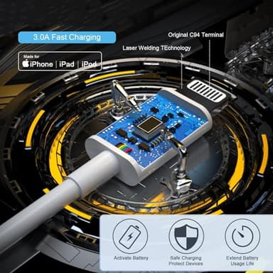 iPhone11 12 13 14 Fast Charger,2Pack 20W iPhone Charger Fast Charging Block Adapter with 10FT USB-C to Lightning Data Sync Charging Cord for iPhone 14 13 12 11 Pro Max Xs Xr X 8 - Image 9