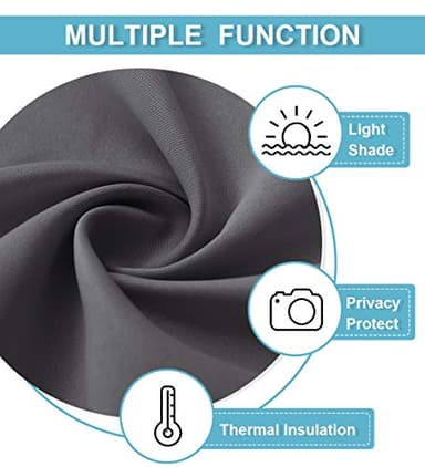 RYB HOME Blackout Curtains 63 inches Long - Energy Saving Insulation Large Window Curtain Blinds for Bedroom Living Room Dining Basement Home Office, W 70 x L 63 per Panel, Grey, 2 Pcs - Image 6