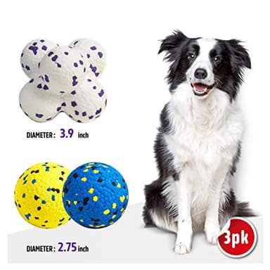 Kimee Dog Balls Tennis Ball Toys Dog Toys for Aggressive Chewers Durable Teething Chew Toys Water Toy Fetch Ball for Large Medium Small Dog and Puppies (4 Balls) - Image 2