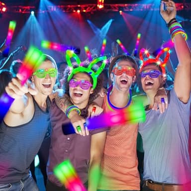 HHJ 284 PCS Glow in The Dark Party Supplies with 200 Glow Sticks 20 Led Glasses 20 Finger Lights 20 Hair Clips Fiber Optic Glow Party Favors for Birthday Wedding Concert 4th of July (284) - Image 4